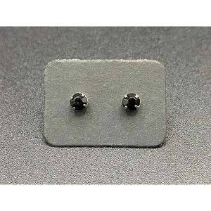Silver Tone and Black Faux Crystal Stud Earrings